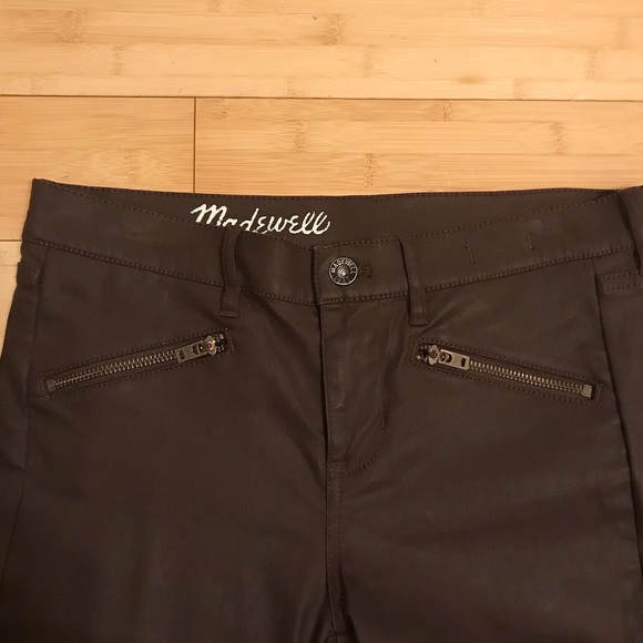 Madewell skinny coated motorcycle jeans in brown - Picture 3 of 7